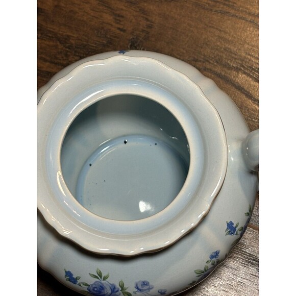 Fred Roberts and Company Made in Japan Teapot Pale Blue with Blue Roses Vintage - Picture 8 of 10